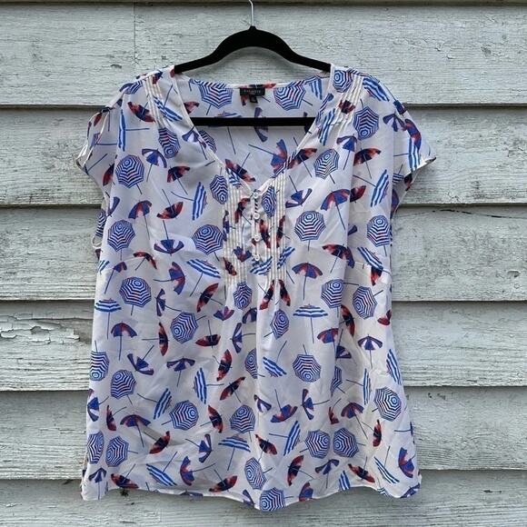 Talbots Women's Petites feminine lightweight, Umbrella Print Blouse Plus Size 1X - Picture 1 of 7